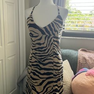 GUESS leopard printed backless dress, adjustable straps attached & back zipper